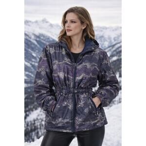 Vintage Skea 80s Made in USA Purple Silver Brocade Retro Glam Ski Jacket Size 8